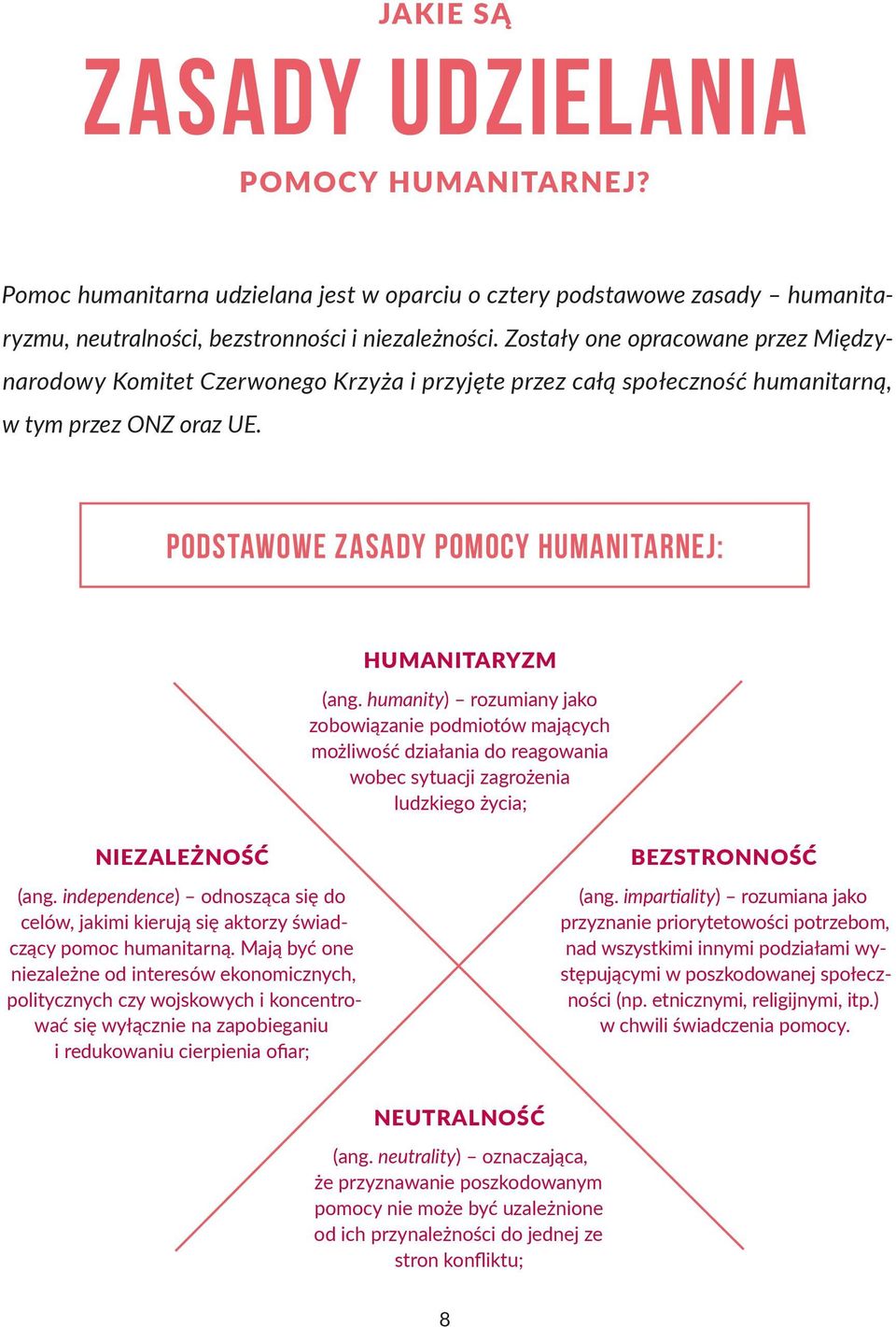 humanity) rozumiany jako zobowiązanie podmiotów mających możliwość działania do reagowania wobec sytuacji zagrożenia ludzkiego życia; NIEZALEŻNOŚĆ (ang.