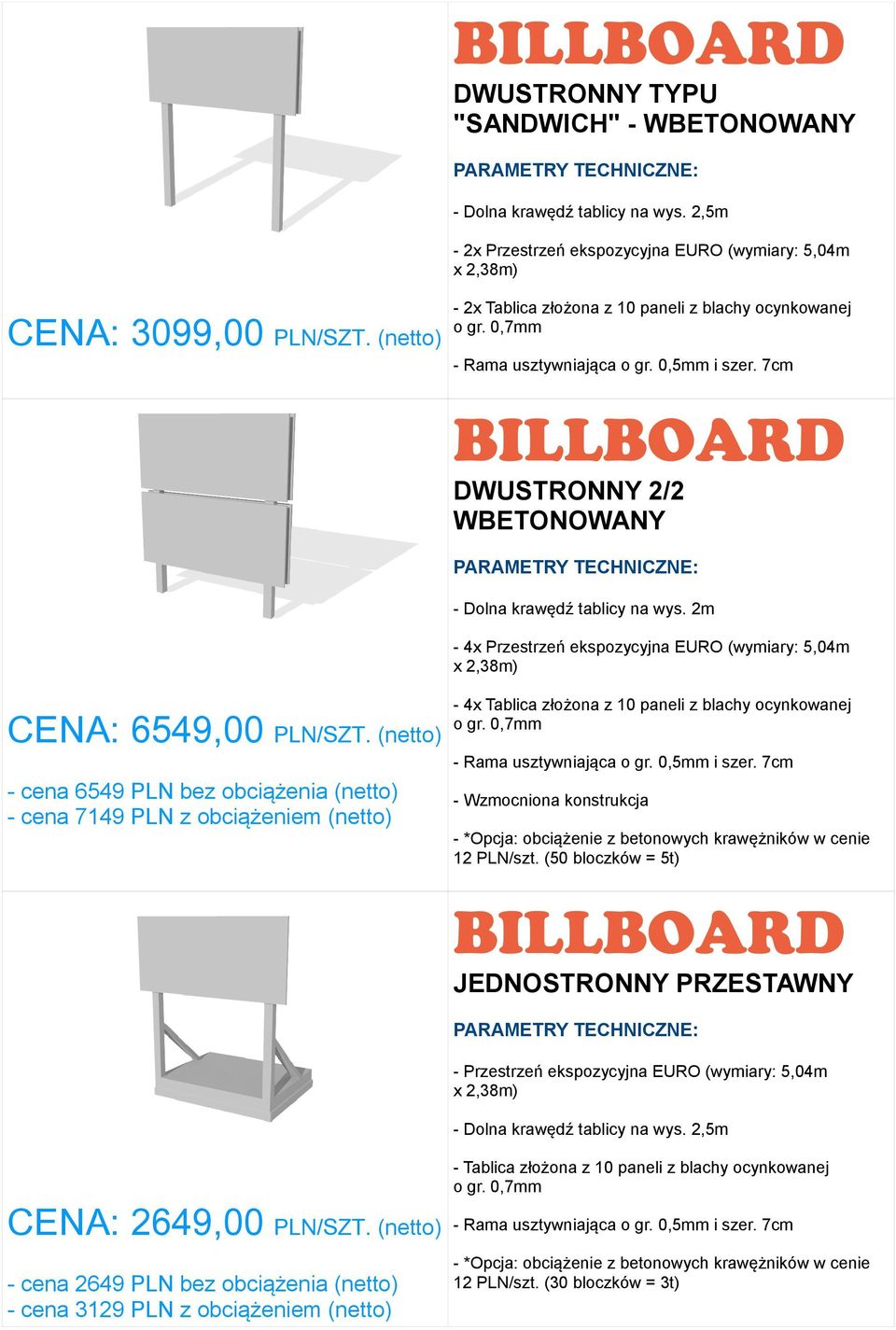 2m - 4x Przestrzeń ekspozycyjna EURO (wymiary: 5,04m CENA: 6549,00 PLN/SZT.