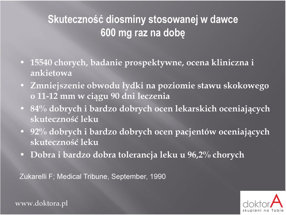 bardzo dobrych ocen lekarskich oceniających skuteczność leku 92% dobrych i bardzo dobrych ocen pacjentów