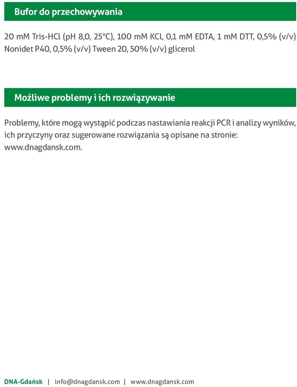 które mogą wystąpić podczas nastawiania reakcji PCR i analizy wyników, ich przyczyny oraz sugerowane