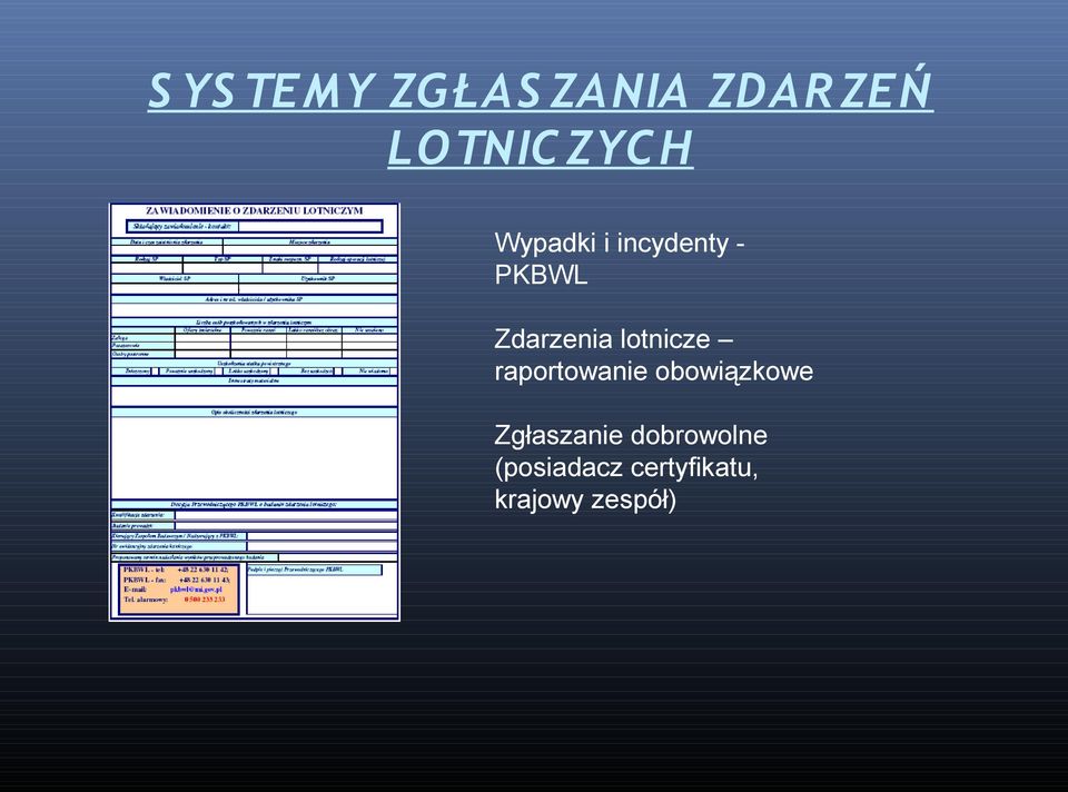 lotnicze raportowanie obowiązkowe Zgłaszanie