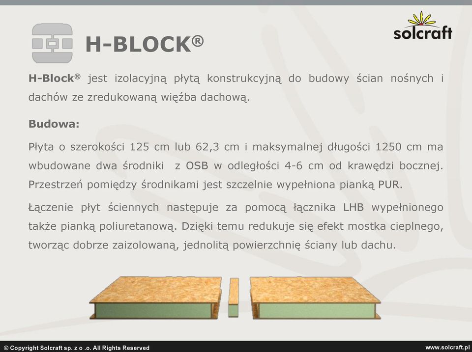 krawędzi bocznej. Przestrzeń pomiędzy środnikami jest szczelnie wypełniona pianką PUR.