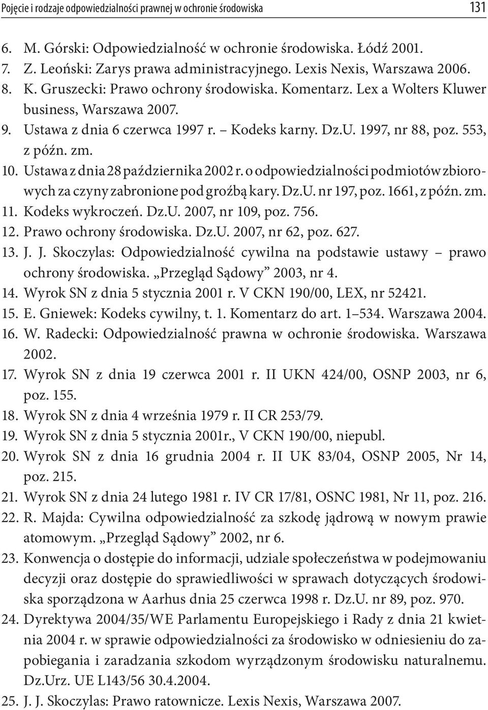 553, z późn. zm. 10. Ustawa z dnia 28 października 2002 r. o odpowiedzialności podmiotów zbiorowych za czyny zabronione pod groźbą kary. Dz.U. nr 197, poz. 1661, z późn. zm. 11. Kodeks wykroczeń. Dz.U. 2007, nr 109, poz.