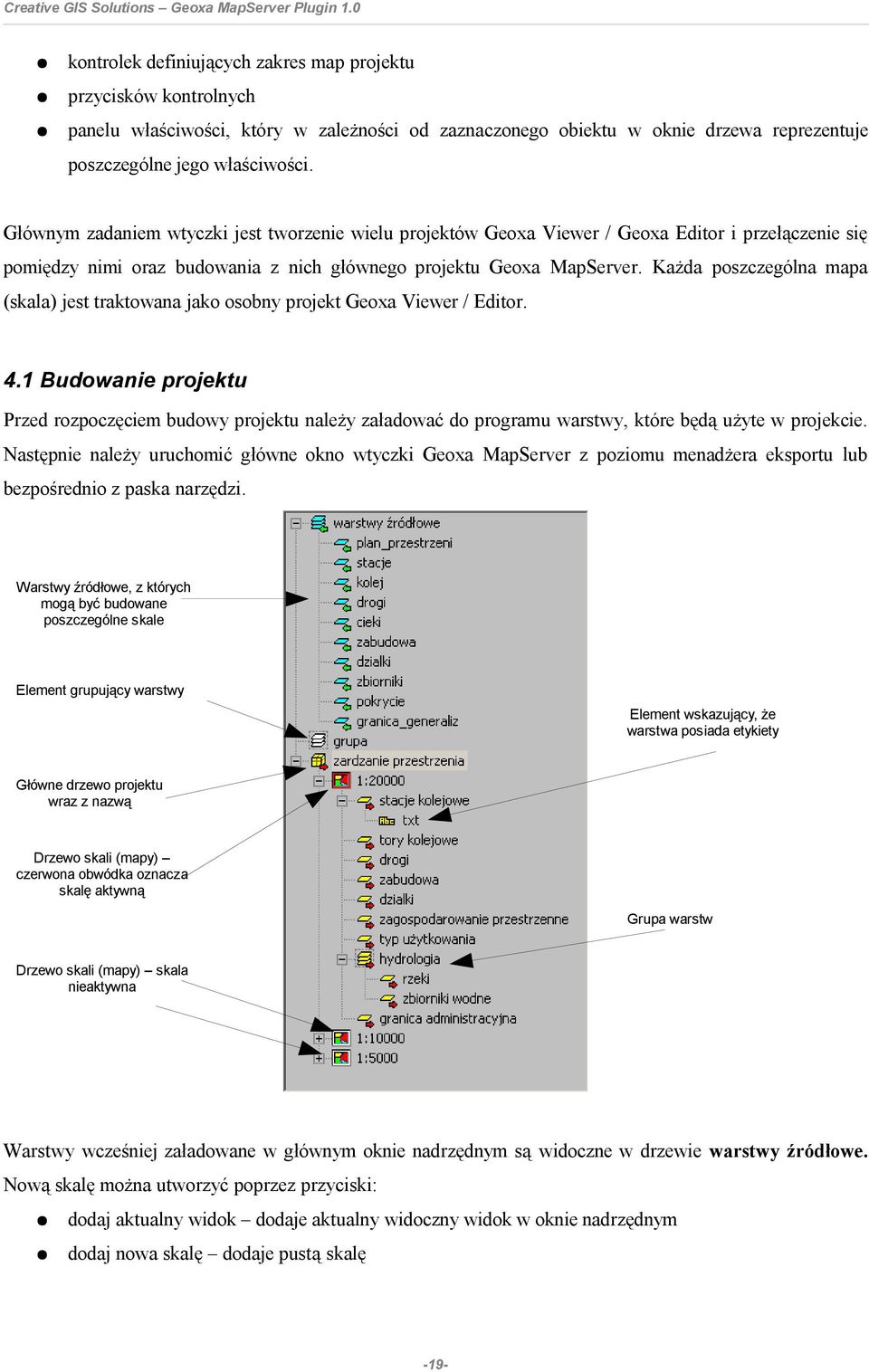 Każda poszczególna mapa (skala) jest traktowana jako osobny projekt Geoxa Viewer / Editor. 4.