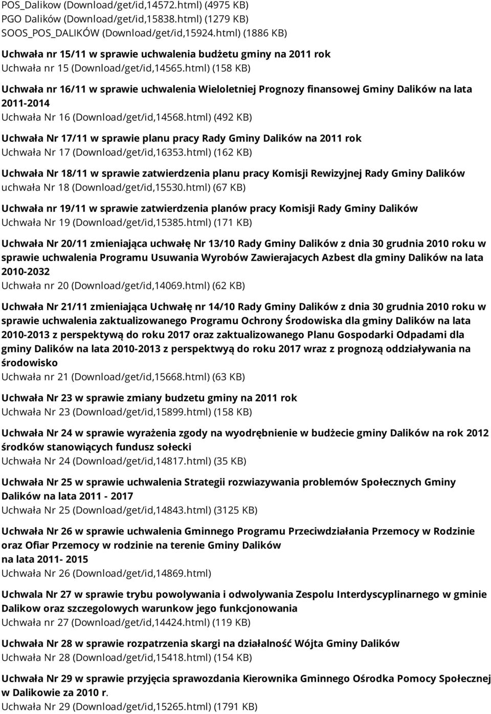 html) (158 KB) Uchwała nr 16/11 w sprawie uchwalenia Wieloletniej Prognozy finansowej Gminy Dalików na lata 2011-2014 Uchwała Nr 16 (Download/get/id,14568.