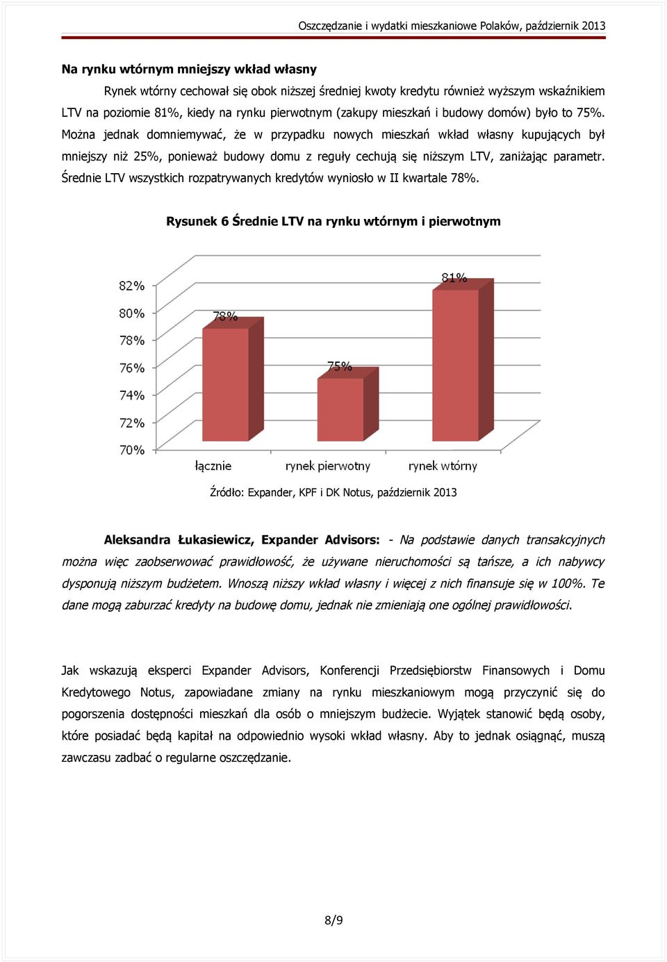 Można jednak domniemywać, że w przypadku nowych mieszkań wkład własny kupujących był mniejszy niż 25%, ponieważ budowy domu z reguły cechują się niższym LTV, zaniżając parametr.