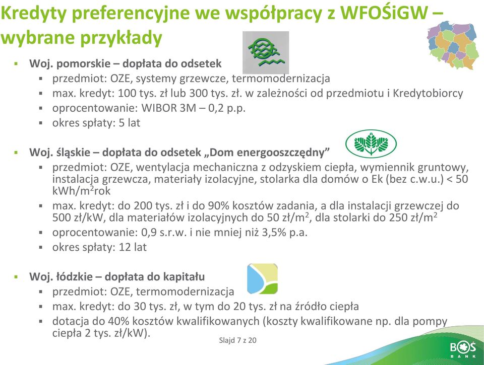 śląskie dopłata do odsetek Dom energooszczędny przedmiot: OZE, wentylacja mechaniczna z odzyskiem ciepła, wymiennik gruntowy, instalacja grzewcza, materiały izolacyjne, stolarka dla domów o Ek (bez c.