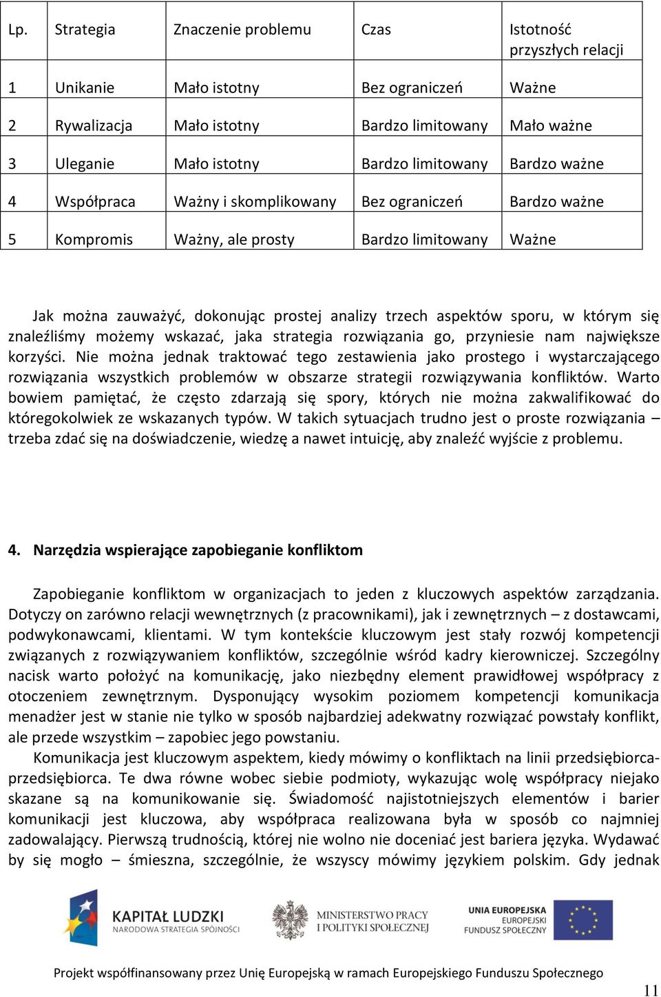 aspektów sporu, w którym się znaleźliśmy możemy wskazać, jaka strategia rozwiązania go, przyniesie nam największe korzyści.