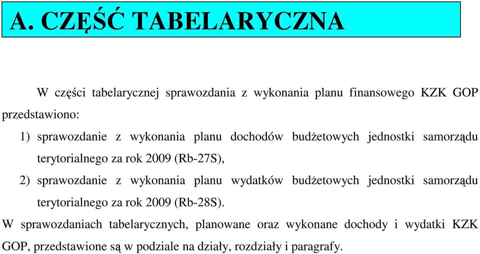 sprawozdanie z wykonania planu wydatków budŝetowych jednostki samorządu terytorialnego za rok 2009 (Rb-28S).