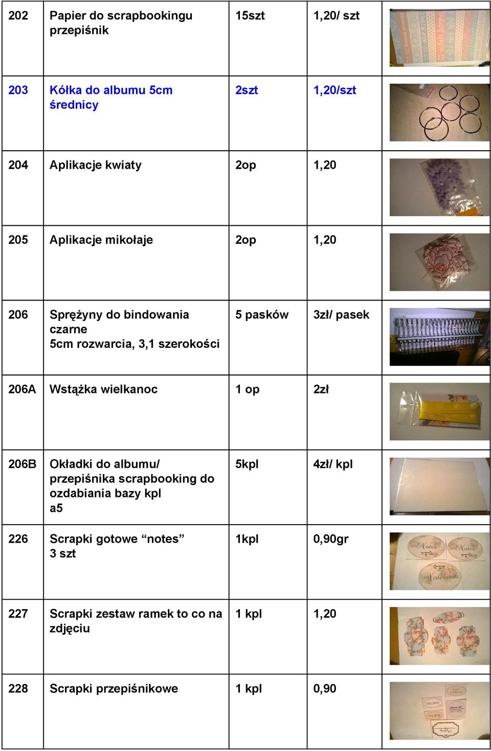 206A Wstążkawielkanoc 1op 2zł 206B Okładkidoalbumu/ przepiśnikascrapbookingdo ozdabianiabazykpl a5 5kpl 4zł/kpl 226