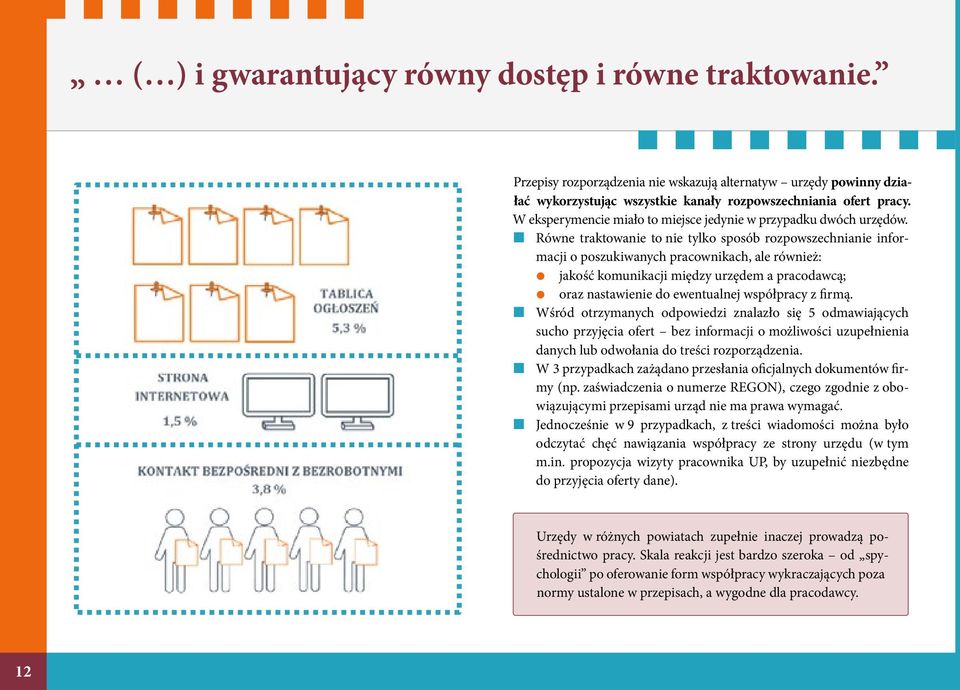 Równe traktowanie to nie tylko sposób rozpowszech informacji o poszukiwanych pracownikach, ale również: jakość komunikacji między urzędem a pracodawcą; oraz nastawienie do ewentualnej współpracy z