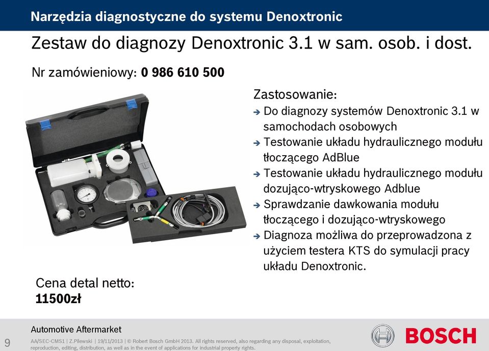 1 w samochodach osobowych Testowanie układu hydraulicznego modułu tłoczącego AdBlue Testowanie układu hydraulicznego