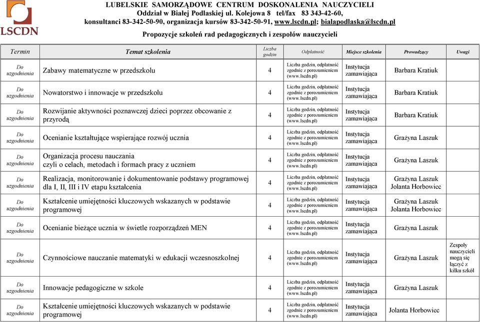 poznawczej dzieci poprzez obcowanie z przyrodą Ocenianie kształtujące wspierające rozwój ucznia Organizacja procesu nauczania czyli o celach, metodach i formach pracy z uczniem Realizacja,