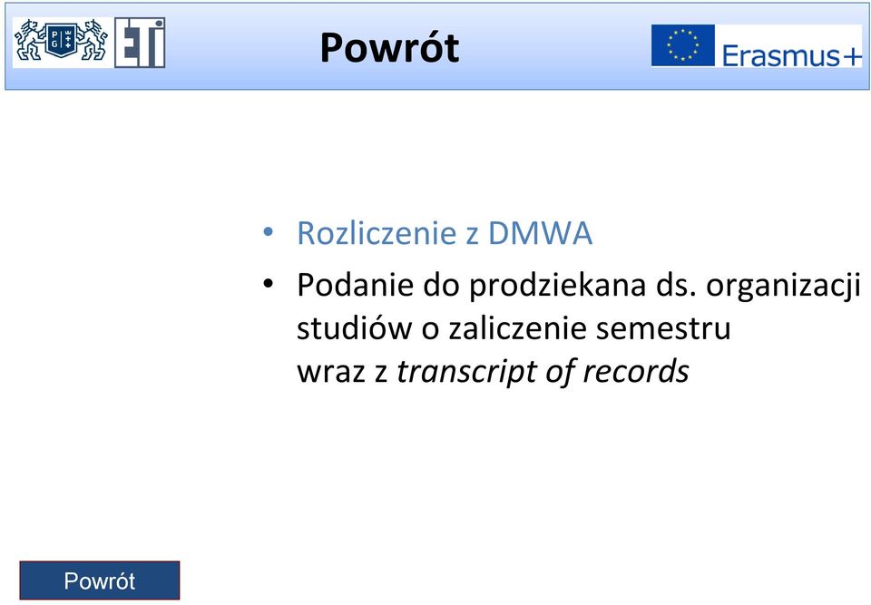 organizacji studiów o zaliczenie