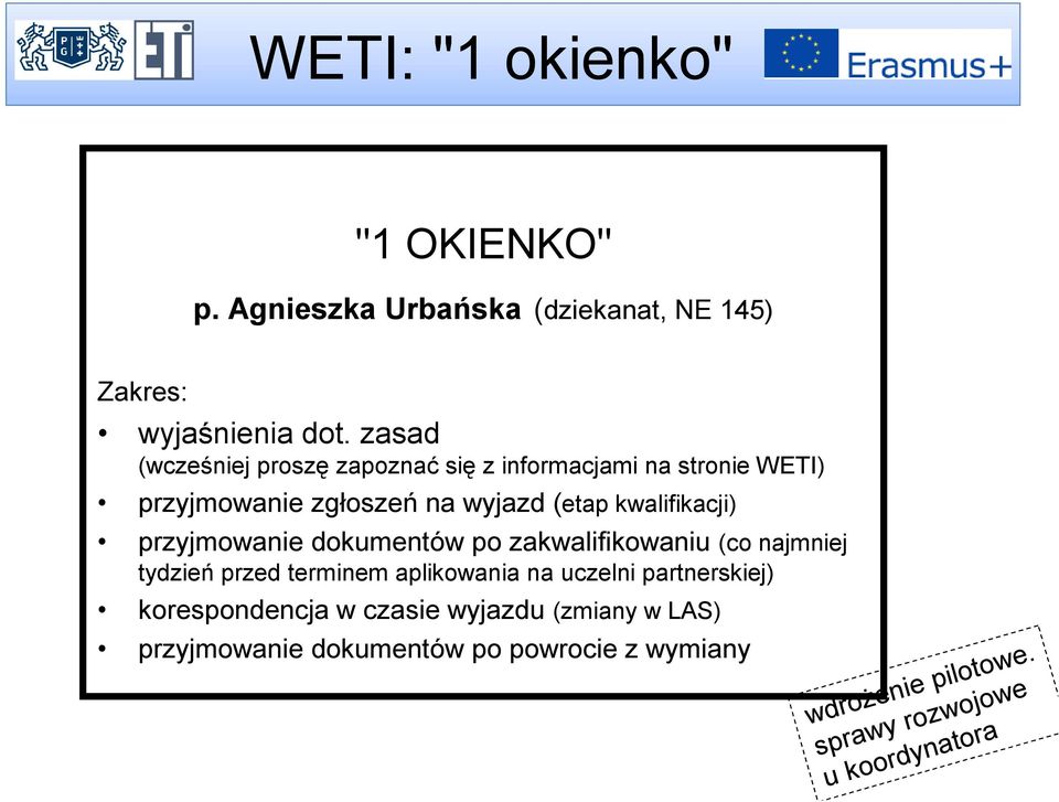 kwalifikacji) przyjmowanie dokumentów po zakwalifikowaniu (co najmniej tydzień przed terminem aplikowania na uczelni