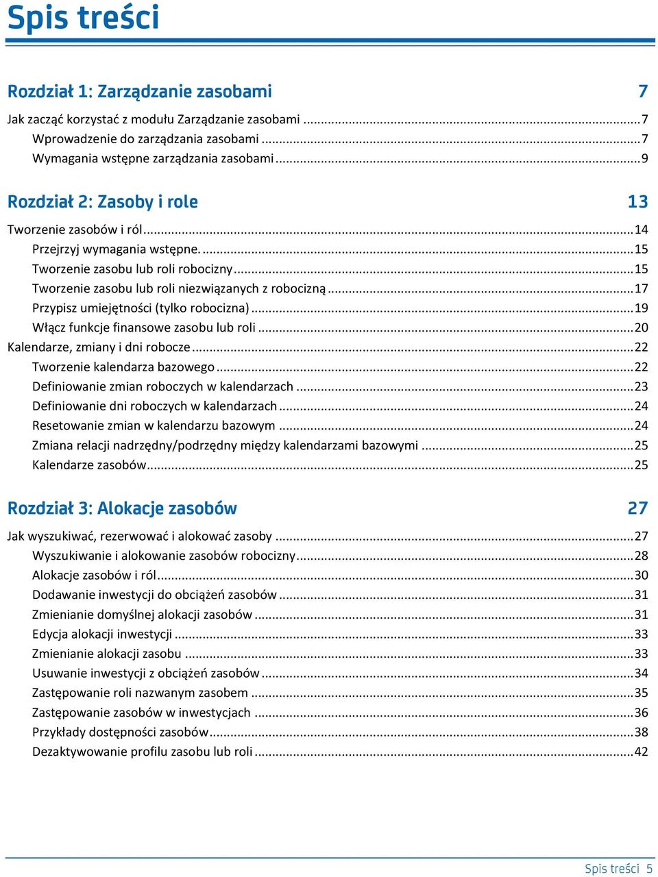 .. 17 Przypisz umiejętności (tylko robocizna)... 19 Włącz funkcje finansowe zasobu lub roli... 20 Kalendarze, zmiany i dni robocze... 22 Tworzenie kalendarza bazowego.