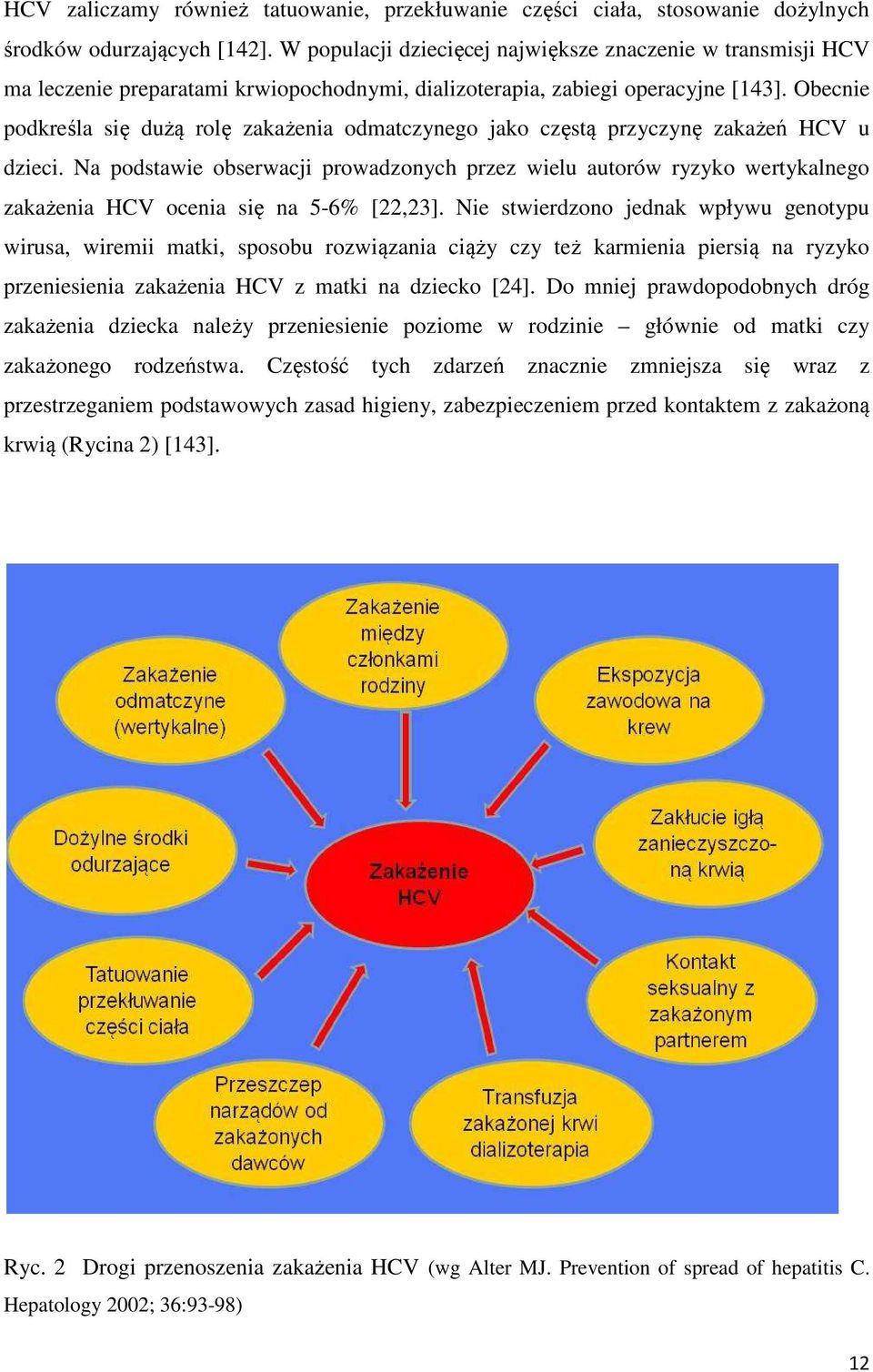 Obecnie podkreśla się dużą rolę zakażenia odmatczynego jako częstą przyczynę zakażeń HCV u dzieci.