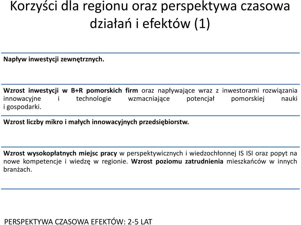 pomorskiej nauki i gospodarki. Wzrost liczby mikro i małych innowacyjnych przedsiębiorstw.