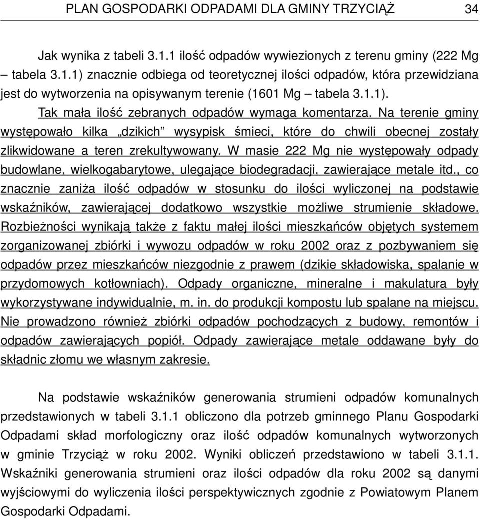 W masie 222 Mg nie występowały odpady budowlane, wielkogabarytowe, ulegające biodegradacji, zawierające metale itd.