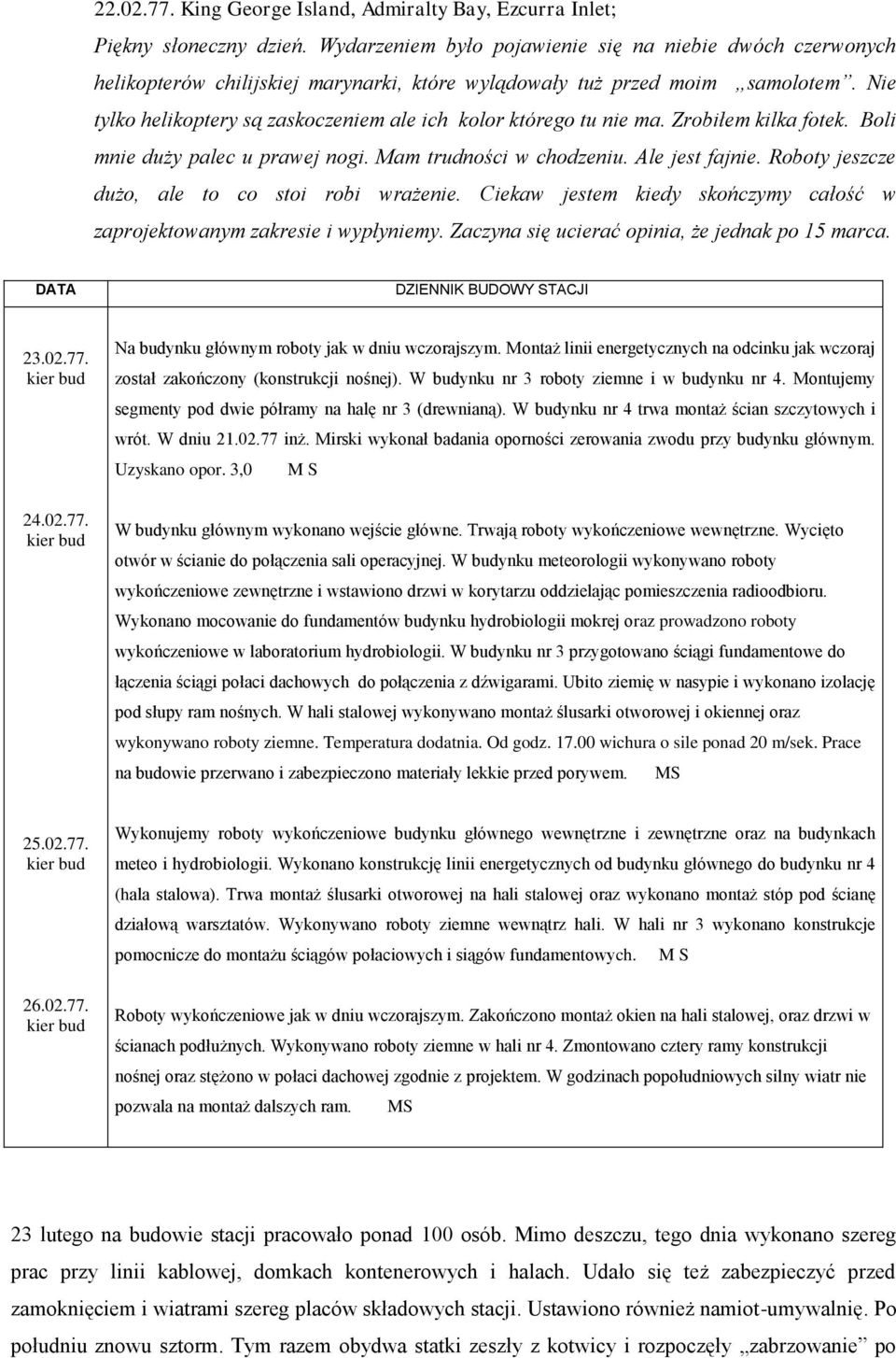 Nie tylko helikoptery są zaskoczeniem ale ich kolor którego tu nie ma. Zrobiłem kilka fotek. Boli mnie duży palec u prawej nogi. Mam trudności w chodzeniu. Ale jest fajnie.