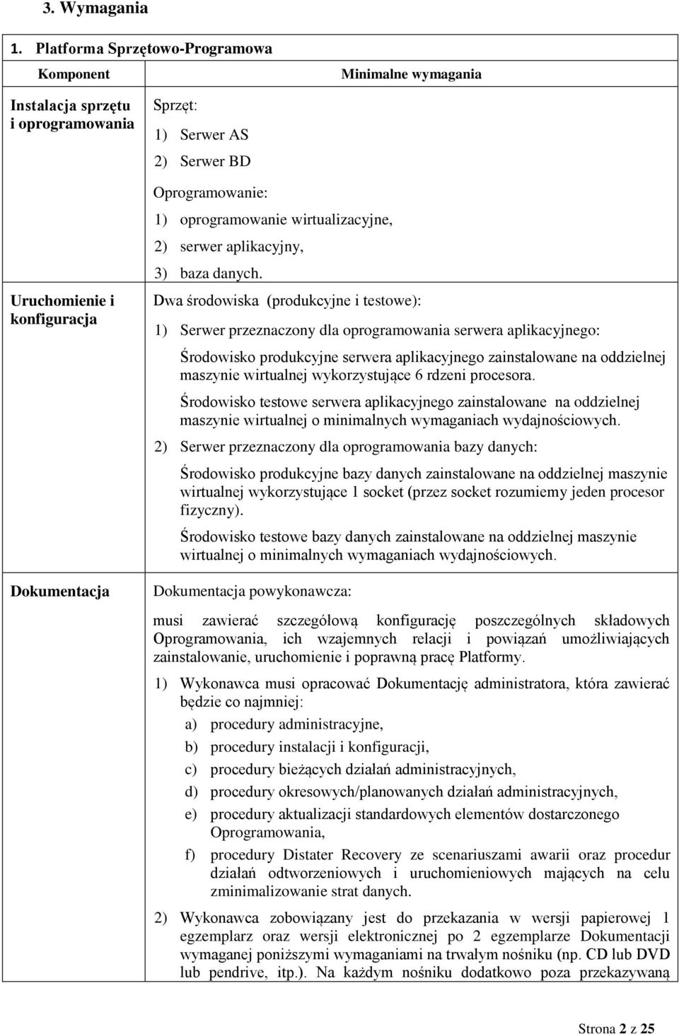 oprogramowanie wirtualizacyjne, 2) serwer aplikacyjny, 3) baza danych.