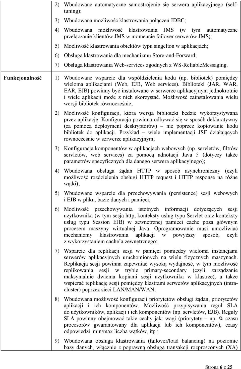 klastrowania Web-services zgodnych z WS-ReliableMessaging. Funkcjonalność 1) Wbudowane wsparcie dla współdzielenia kodu (np. bibliotek) pomiędzy wieloma aplikacjami (Web, EJB, Web services).