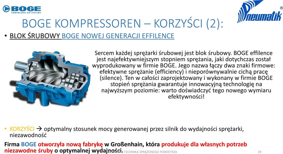 Jego nazwa łączy dwa znaki firmowe: efektywne sprężanie (efficiency) i nieporównywalnie cichą pracę (silence).