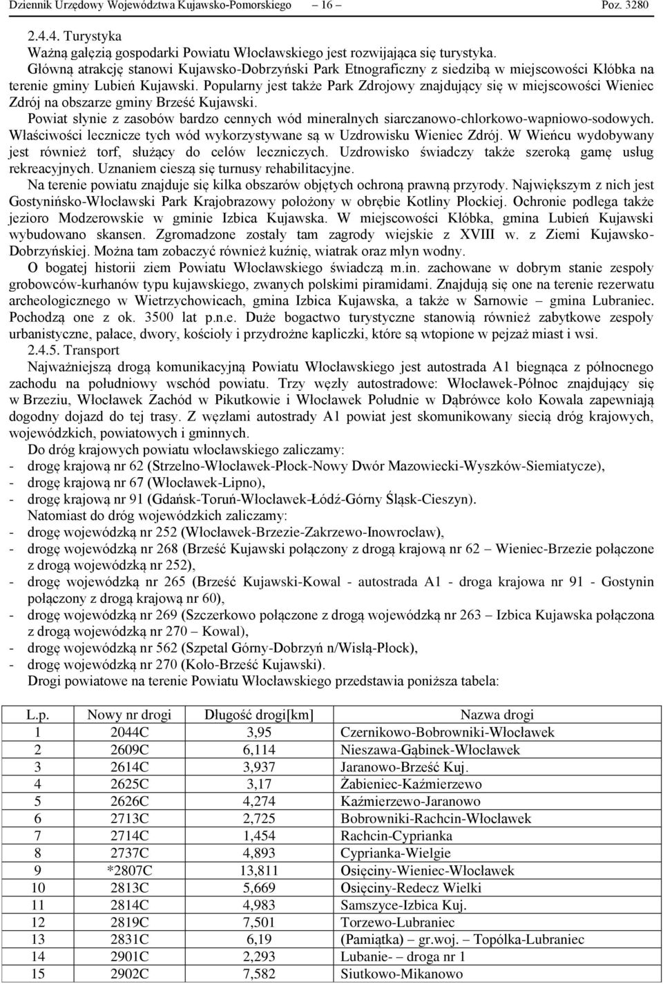 Powiat słynie z zasobów bardzo cennych wód mineralnych siarczanowo-chlorkowo-wapniowo-sodowych. Właściwości lecznicze tych wód wykorzystywane są w Uzdrowisku Wieniec Zdrój.