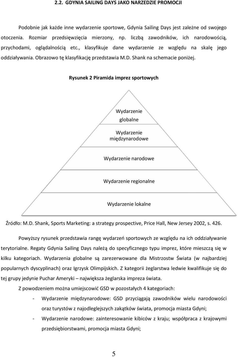 Shank na schemacie poniżej. Rysunek 2 Piramida imprez sportowych Wydarzenie globalne Wydarzenie międzynarodowe Wydarzenie narodowe Wydarzenie regionalne Wydarzenie lokalne Źródło: M.D.