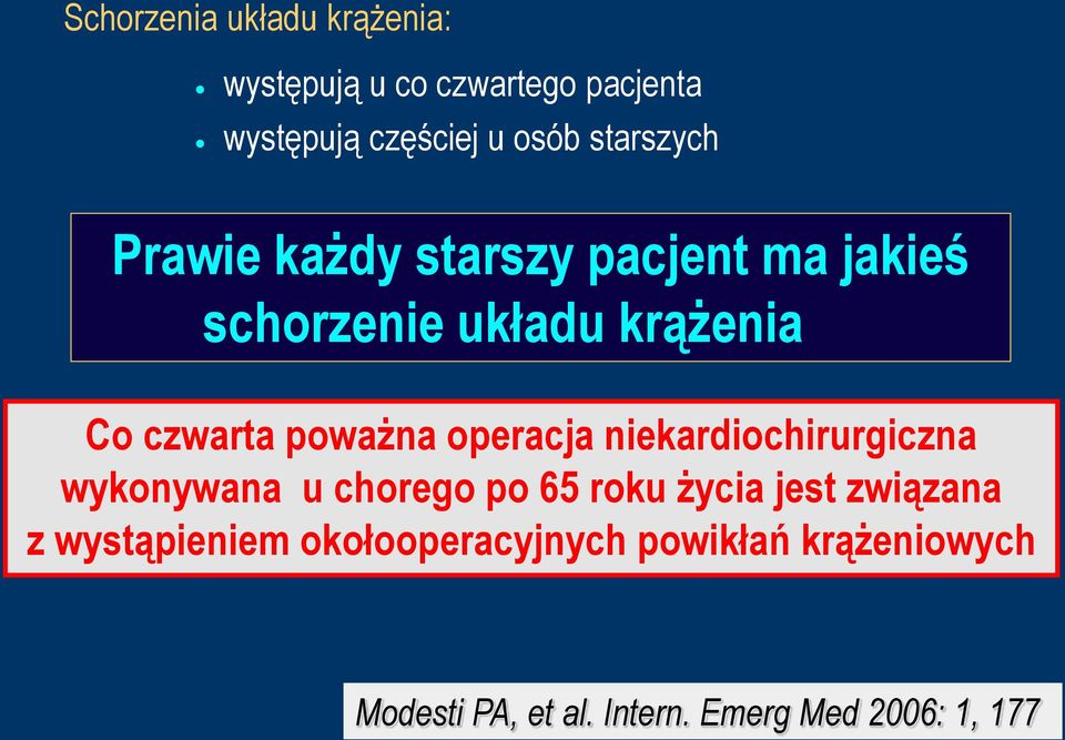 poważna operacja niekardiochirurgiczna wykonywana u chorego po 65 roku życia jest związana z