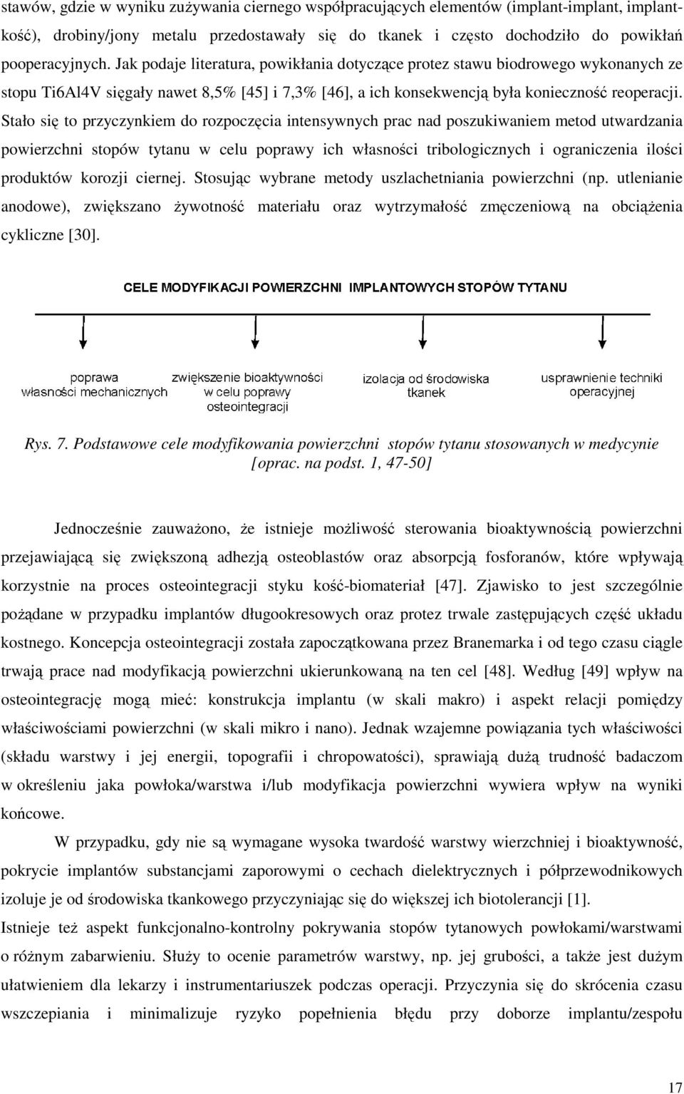 Stało się to przyczynkiem do rozpoczęcia intensywnych prac nad poszukiwaniem metod utwardzania powierzchni stopów tytanu w celu poprawy ich własności tribologicznych i ograniczenia ilości produktów