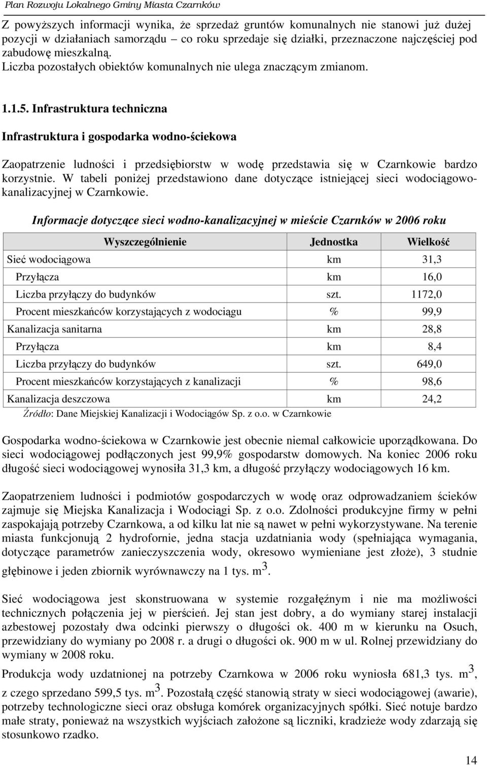 Infrastruktura techniczna Infrastruktura i gospodarka wodno-ściekowa Zaopatrzenie ludności i przedsiębiorstw w wodę przedstawia się w Czarnkowie bardzo korzystnie.