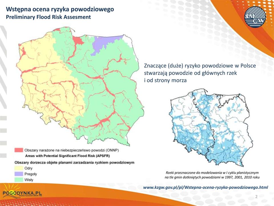 Significant Flood Risk (APSFR) Rzeki przeznaczone do modelowania w I cyklu planistycznym na tle