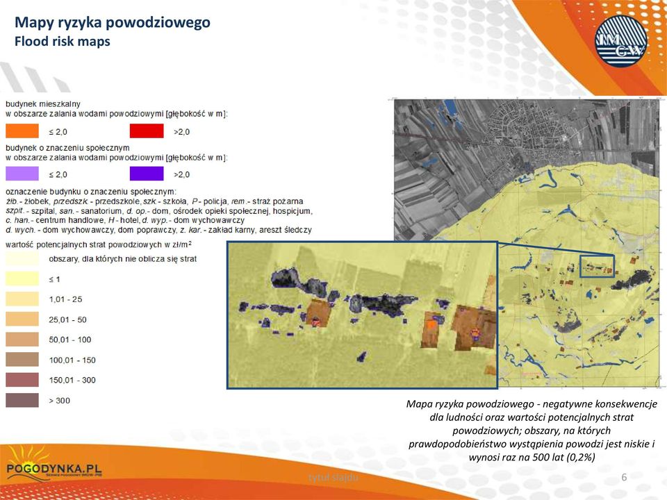 strat powodziowych; obszary, na których prawdopodobieństwo