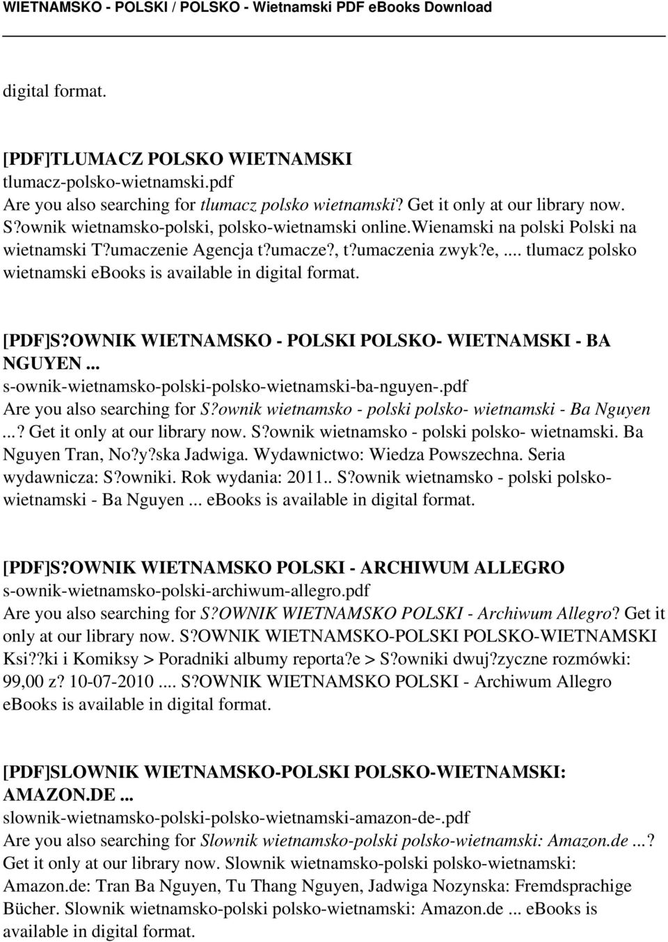 tlumacz polsko wietnamski ebooks is available in digital format. [PDF]S?OWNIK WIETNAMSKO - POLSKI POLSKO- WIETNAMSKI - BA NGUYEN s-ownik-wietnamsko-polski-polsko-wietnamski-ba-nguyen-.