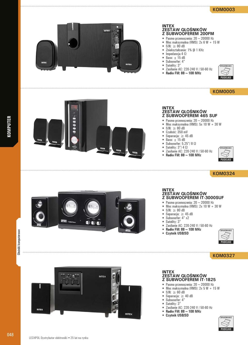 80 db Czułość: 350 mv Separacja: 45 db Bass: ± 15 db Subwoofer: 5.