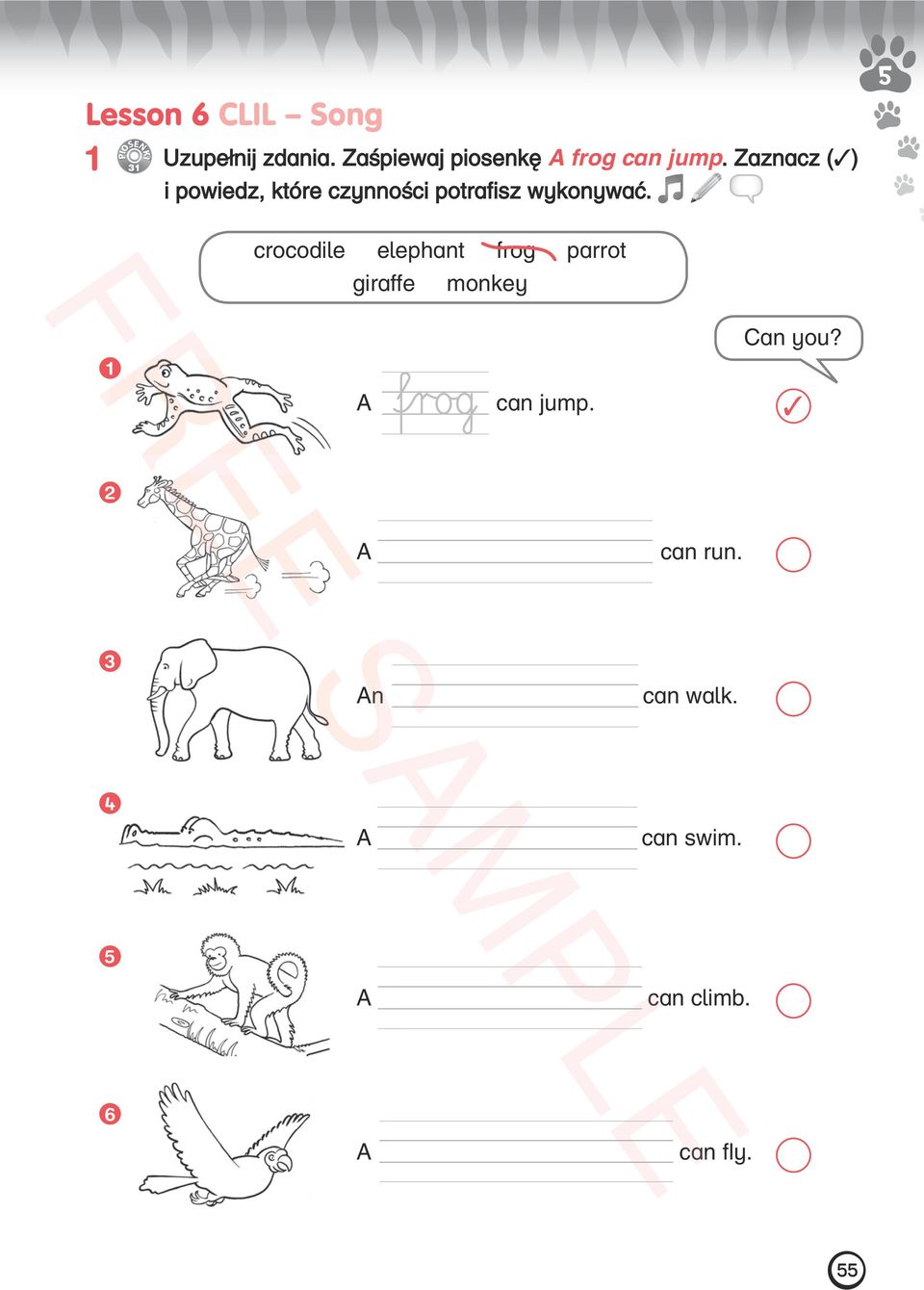 Zaznacz ( ) i powiedz, które czynności potrafisz wykonywać.