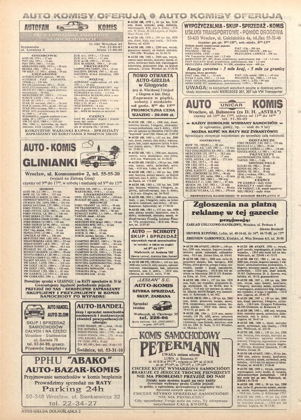 , - 58 min JELCZ 317D (ccmcntowóz) - 1978 r., - 60 min JELCZ 317, 1982 r., ciągnik siodłowy, ccmentowóz, - 59 min M ERCED ES 207, 1982 r., - 112 min ROBUR L3000-1981 r., - 8 min STAR 28, 1970 r.