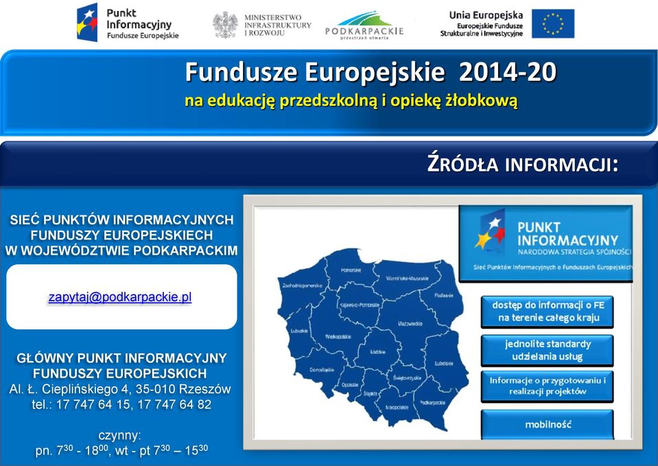 PODKARPACKIM zapytaj@podkarpackie.pl GŁÓWNY PUNKT INFORMACYJNY FUNDUSZY EUROPEJSKICH Al.