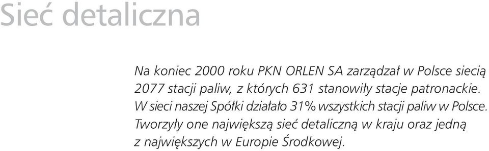 W sieci naszej Spółki działało 31% wszystkich stacji paliw w Polsce.