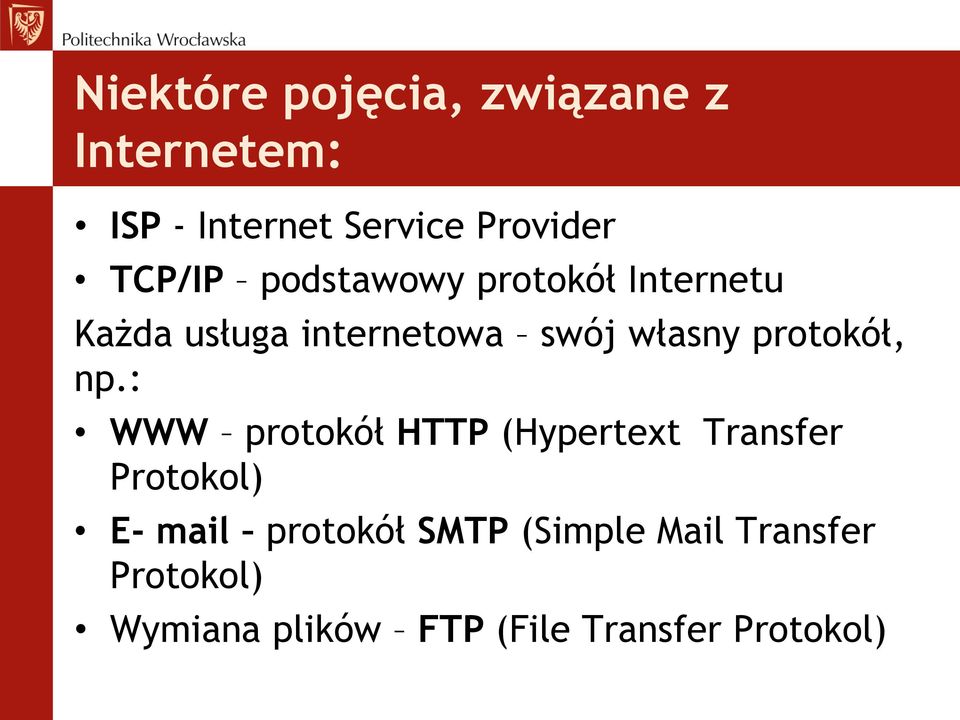 protokół, np.