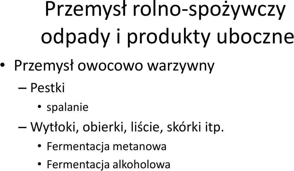 spalanie Wytłoki, obierki, liście, skórki