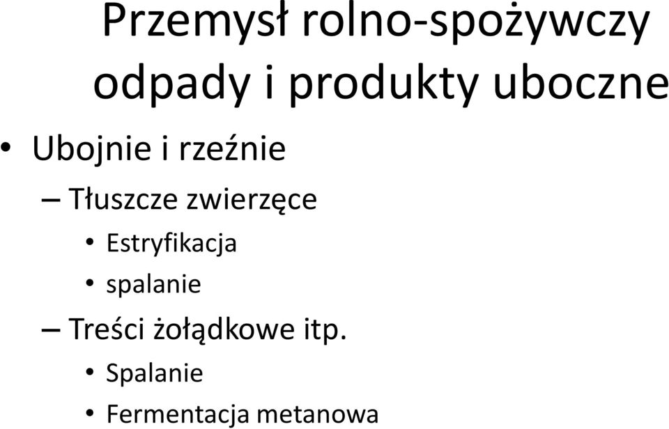 Tłuszcze zwierzęce Estryfikacja spalanie