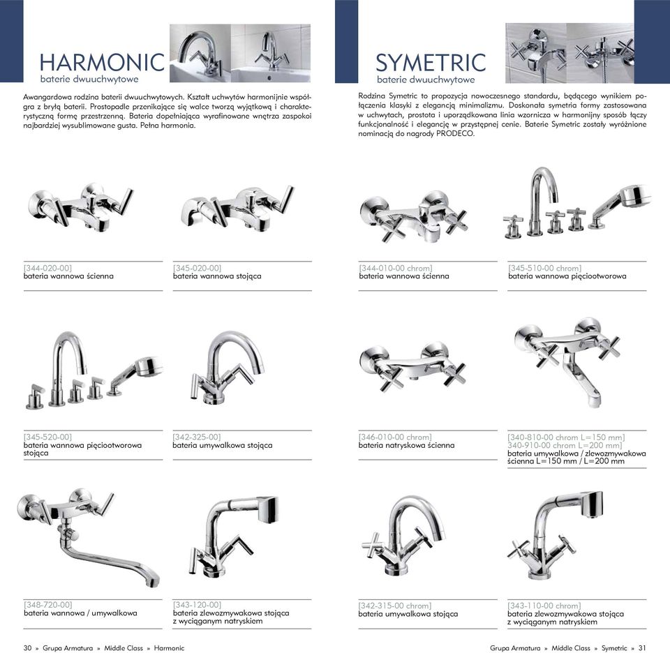 symetric baterie dwuuchwytowe Rodzina Symetric to propozycja nowoczesnego standardu, będącego wynikiem połączenia klasyki z elegancją minimalizmu.