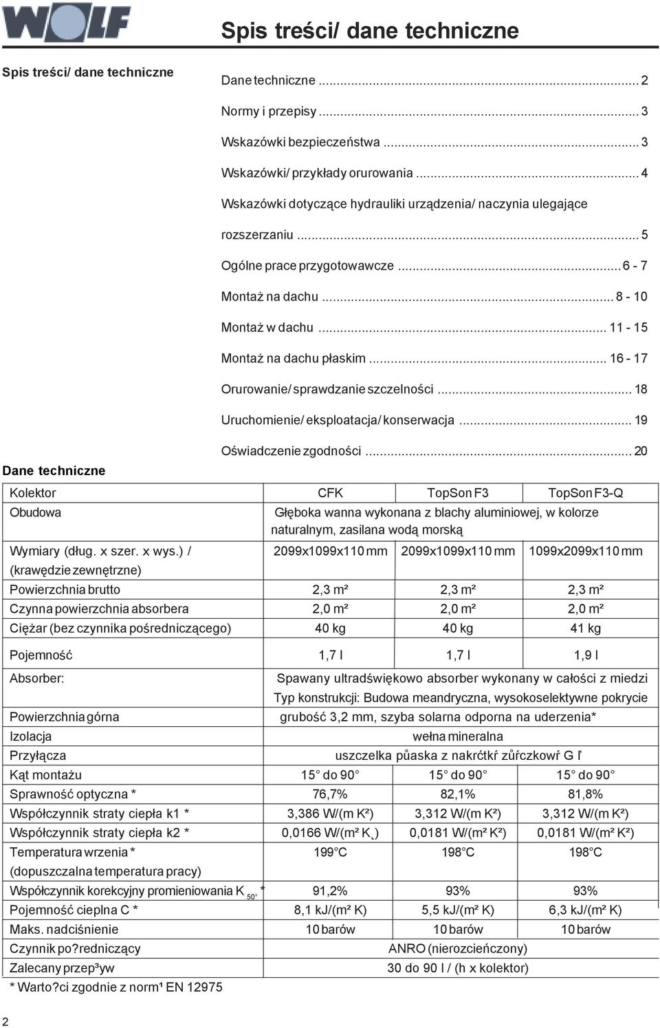 .. 16-17 Orurowanie/ sprawdzanie szczelności... 18 Uruchomienie/ eksploatacja/ konserwacja... 19 Oświadczenie zgodności.