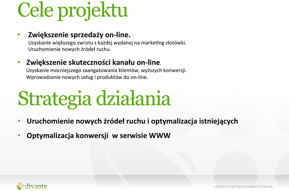 Zwiększenie skuteczności kanału on- line.