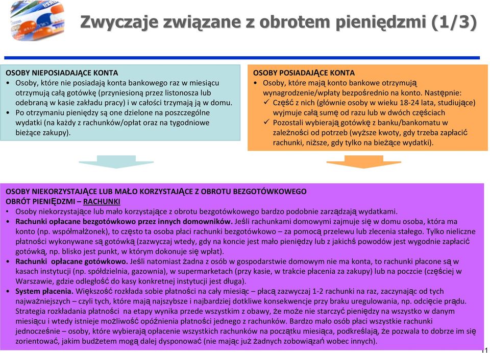 OSOBY POSIADAJĄCE KONTA Osoby, które mają konto bankowe otrzymują wynagrodzenie/wpłaty bezpośrednio na konto.