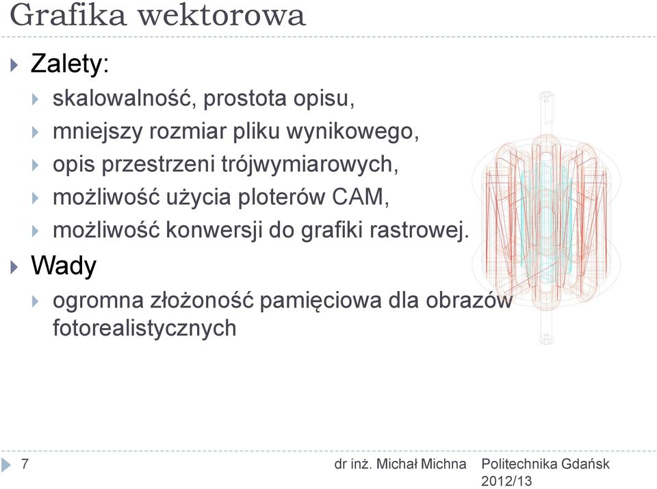 użycia ploterów CAM, możliwość konwersji do grafiki rastrowej.