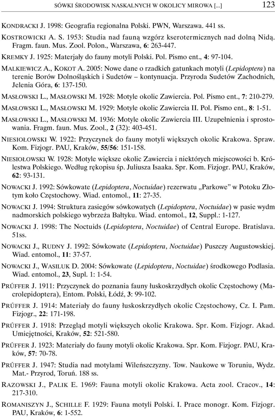 MALKIEWICZ A., KOKOT A. 2005: Nowe dane o rzadkich gatunkach motyli (Lepidoptera) na terenie Borów Dolnośląskich i Sudetów kontynuacja. Przyroda Sudetów Zachodnich, Jelenia Góra, 6: 137-150.