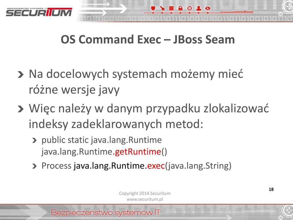 zadeklarowanych metod: public static java.lang.runtime 